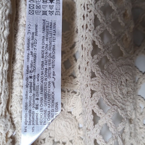 ZARA Open Crochet Cream Button Up Cardigan Shacket Coat Size Large - Picture 7 of 15